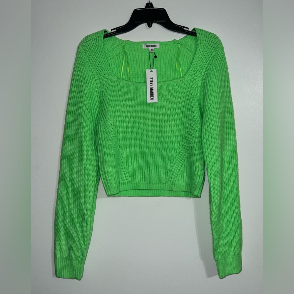 Steve Madden Neon Green Cropped Sweater NWT